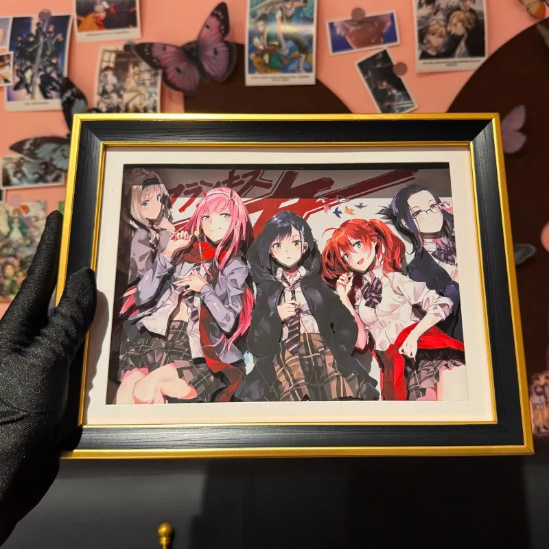 

Darling in the Franxx 02 Zero Two 3D Layered Paper Sculpture Art, Anime Shadow Box Wall Decor - for Fans & Anime Gifts