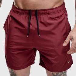 Mens Workout Fitness Shorts Breathable Jogger Shorts Gyms Bodybuilding Quick Dry Leisure Running Shorts Male Wine Red