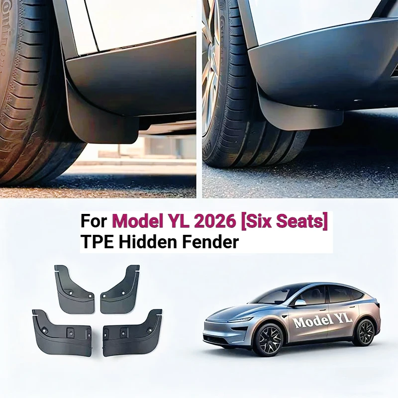 Mud Flaps For Tesla New Model YL 2026 TPE Front Rear Wheel Mud Flaps No Drilling All Weather Anti-Snow Anti-Sand Guard Protector