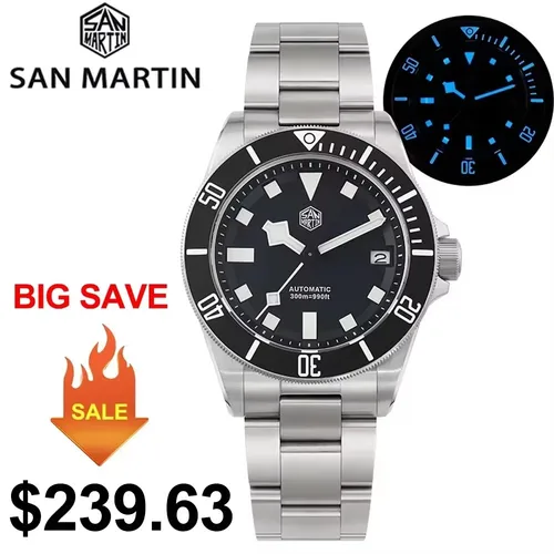 Imagen 1 del producto San Martin SN0121T reloj de buceo de titanio NH35 relojes de movimiento automático Grade5 titanio 120 clic impermeable 300m reloj de pulsera