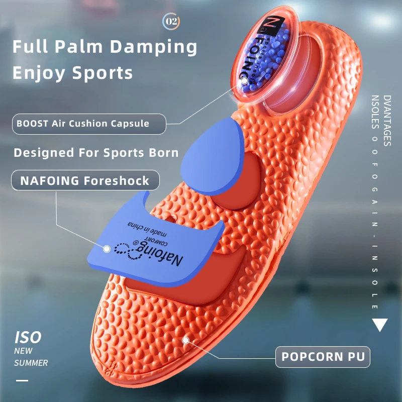 แผ่นรองรองเท้ากันกระแทกแบบสปอร์ต PU เมมโมรี่โฟม ระบายอากาศได้ดี สำหรับผู้ชายและผู้หญิง