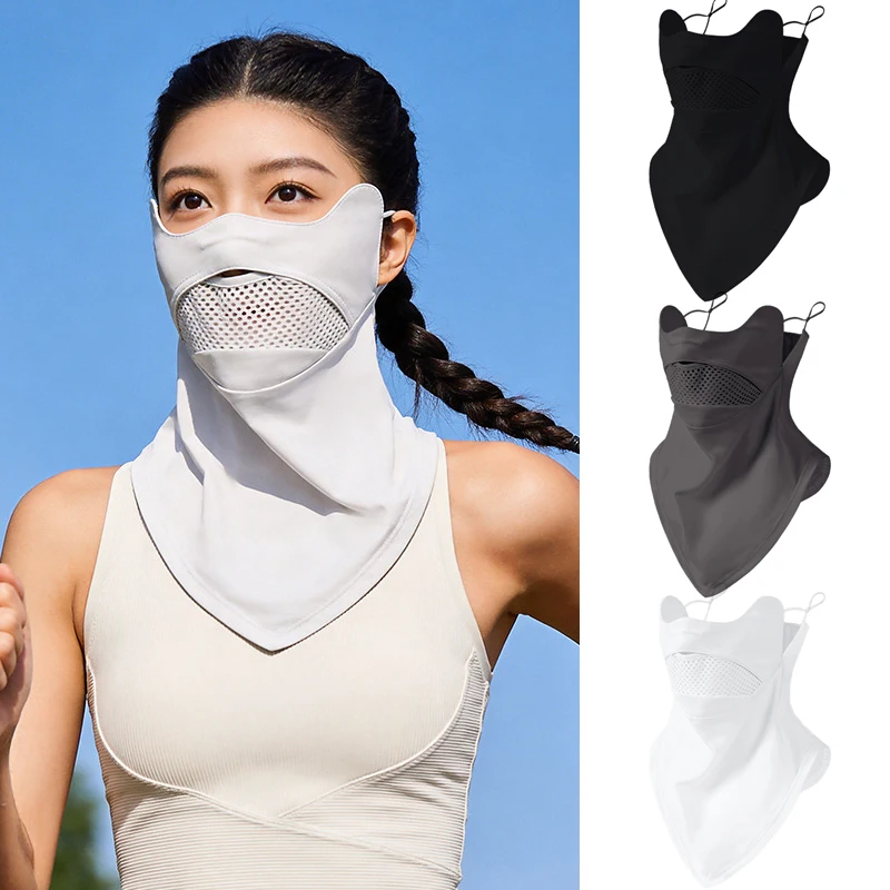 

Sun Protection Mask for Women Men Ice Silk Mesh Breathable Neck Face Sunshade Masks Outdoor Anti-UV Hiking Riding Accessories
