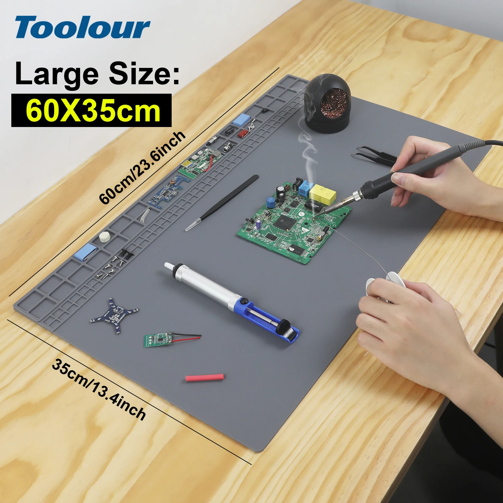 Toolour High-Temperature Resistant 500℃ Non-Slip Durable Silicone Welding Pad Mat Mutil Size for Welding Work
