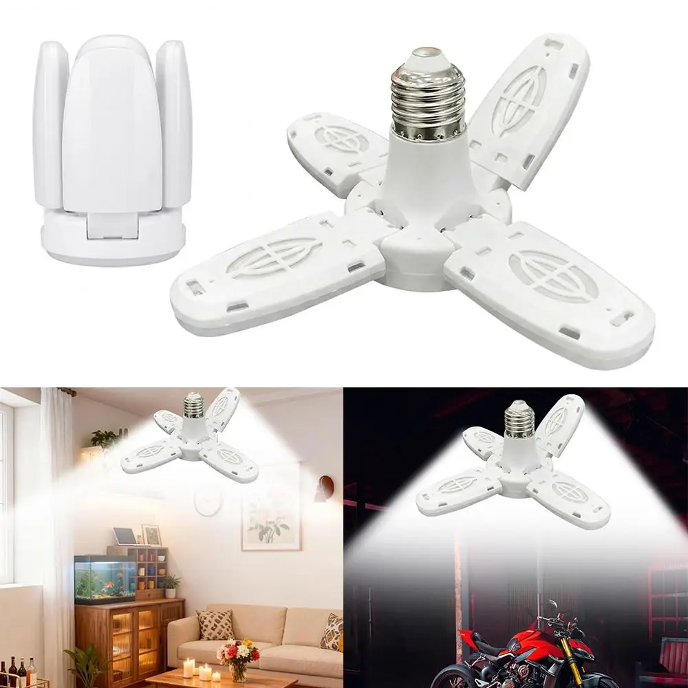 Ampoule LED à design à quatre feuilles, angle réglable, vis E27, lampe LED super lumineuse, pliable, pliable