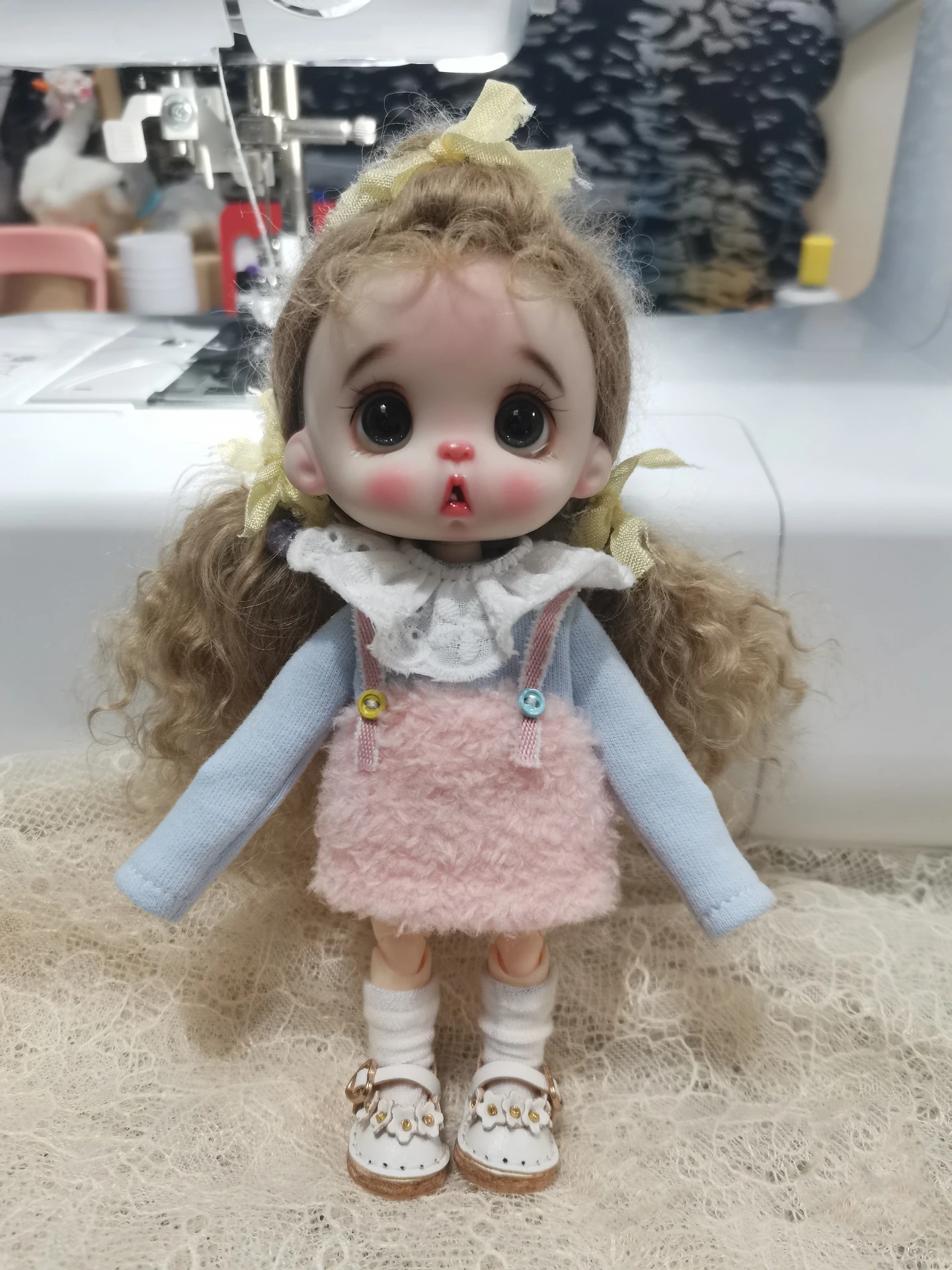 Ob11 Bjd doll clothes Knitted shirt strap skirt