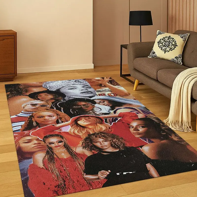 Fashion Beyonce Singer Living Room Non-Slip Area Rug Soft Carpet for Bedroom  Playroom Sofa,Home Decor Doormat Gift