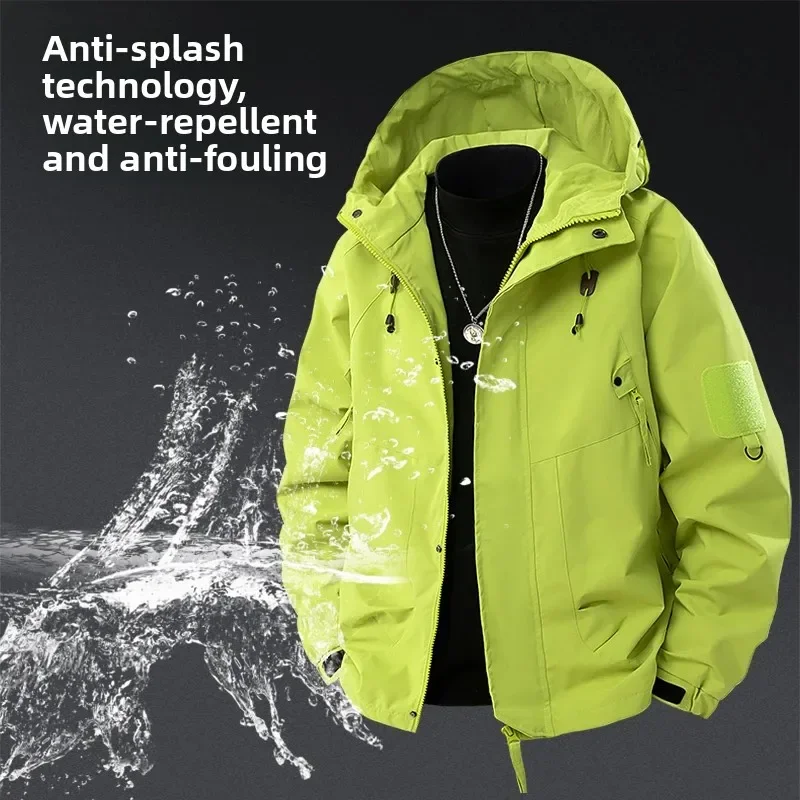 Men's Camping Hiking Jacket Waterproof Hooded Windbreaker Jackets Autumn Outdoor Sports Coat Men Outwear Single-layer Overcoat