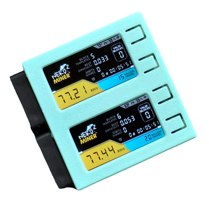 T61C_For NerdMiner V2 DUO 156K/S หน้าจอคู่ BTC Solo หวย Miner สีเขียว