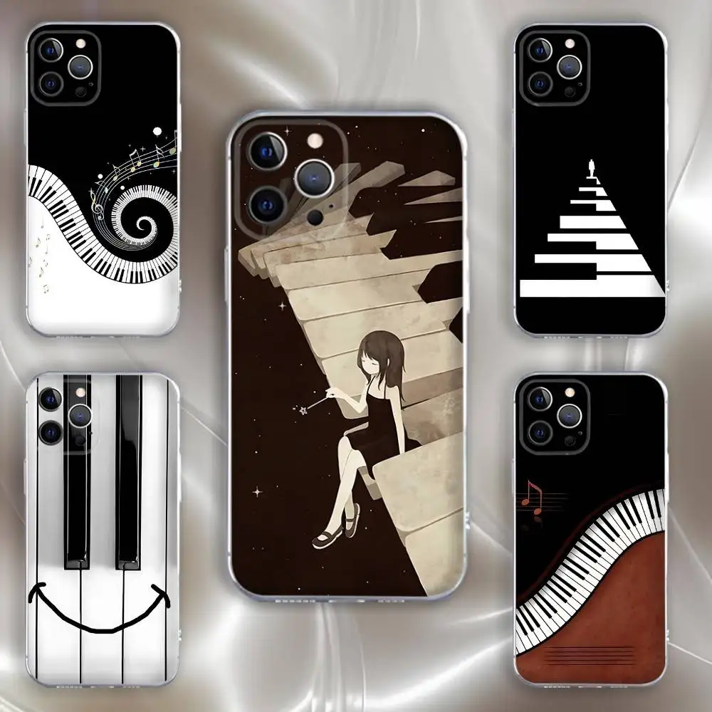 

Piano Keyboard Phone Case For iPhone 16,15,14,13,12,11 Pro,Max,Plus,X,XS,XR,SE,Mini Transparent Silicone Soft