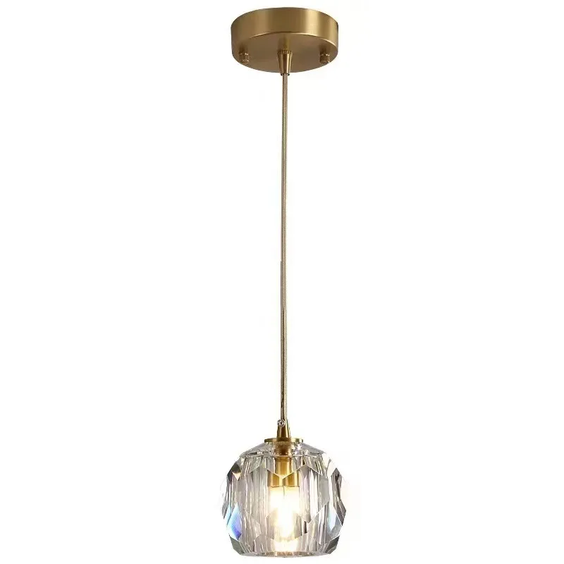 

Light luxury crystal chandelier designer bedroom bedside chandelier simple and creative all-copper restaurant bar lamp