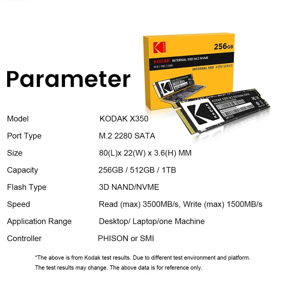 KODAK SSD M2 NVME Gen3X4 PCIE3.0 2280 M.2 M Key Interne Solid-State-Festplatte Lesegeschwindigkeit bis zu 2500 MB/s für Desktop-Laptop