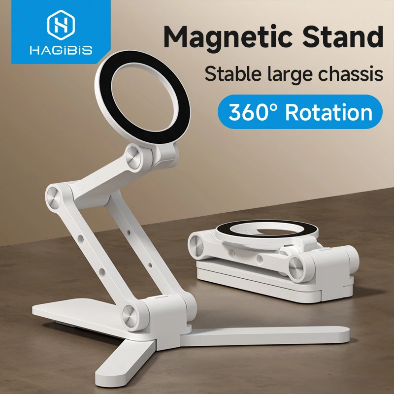 Hagibis Magnetic Foldable Phone Stand for MagSafe 360° Desktop Mount