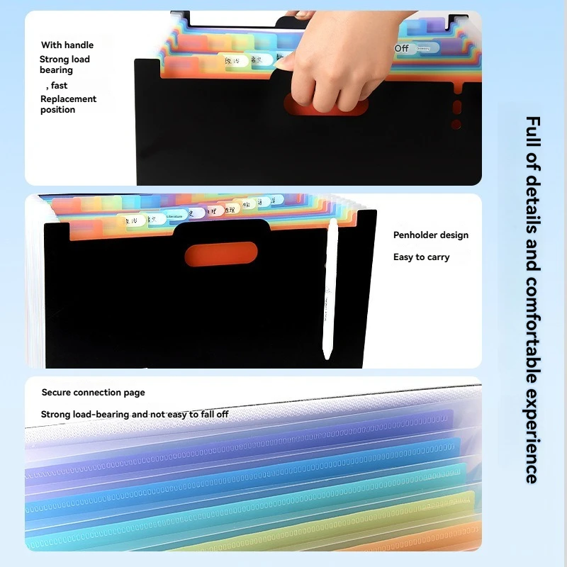 1PC Large Capacity Student Multi Layer Exam Paper Storage Bag, Vertical Scalable Classified Folder