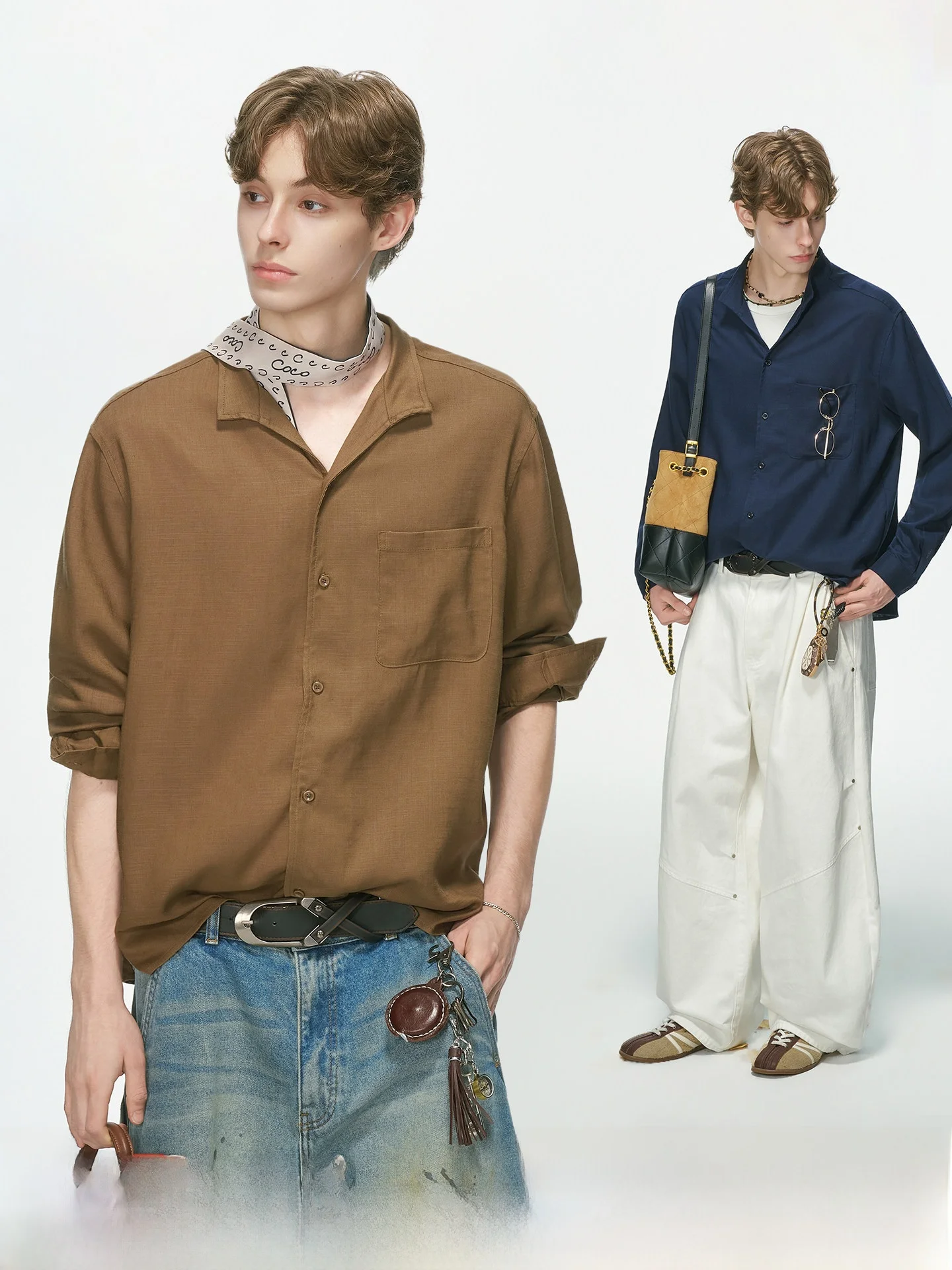 Dream Made Men's Pure Color Linen Shirt Long Sleeve Youth Fashion Casual Commute Style Comfortable Breathable Autumn Shirt