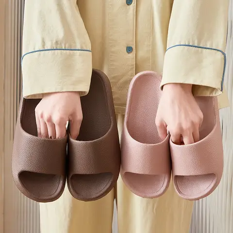 EVA Herrsandaler Flip-flops Herrtofflor Enfärgade Enkla Halkfria Mjuka Sulor Bekväma Duschtofflor Utomhus Parskor 8 best sales glada floppar - №2