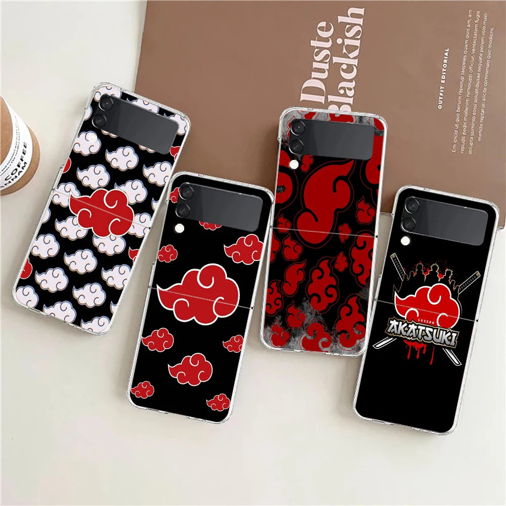 A-Akatsuki Cloud Hard PC Phone Case For Samsung Galaxy Z Flip 5 4 3 Transparent Cover For Galaxy Z Flip 6 Foldable Shockproof