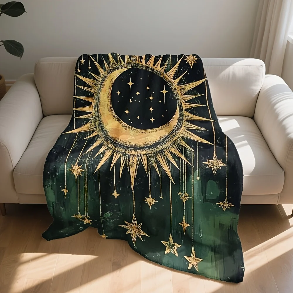 Aesthetic Cosmic Galaxy Blanket Throw Moon Star Zodiac Boho Decor Giant 150x200cm Cozy Bedding Gift for Home