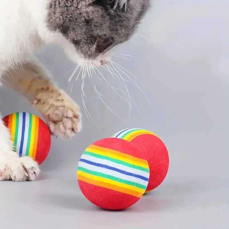 Cat Toy Balls Interactive for Indoor Cats Best Kitten Favorite Gift Soft Foam Ball Chase Quiet Playing Cats Stuff Supplie