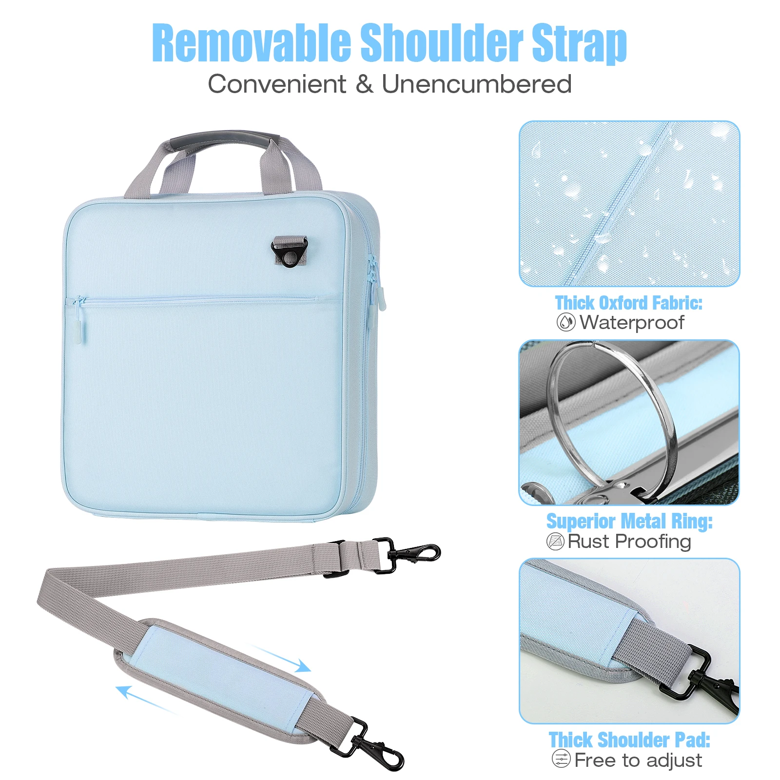 Moko Rits Bindmiddel, 3 Ring 2 Inch Bindmiddel Met Rits, 500 Vel Capaciteit Multi-Pocket School Bindmiddel Voor Middelbare School, Handvat Riem