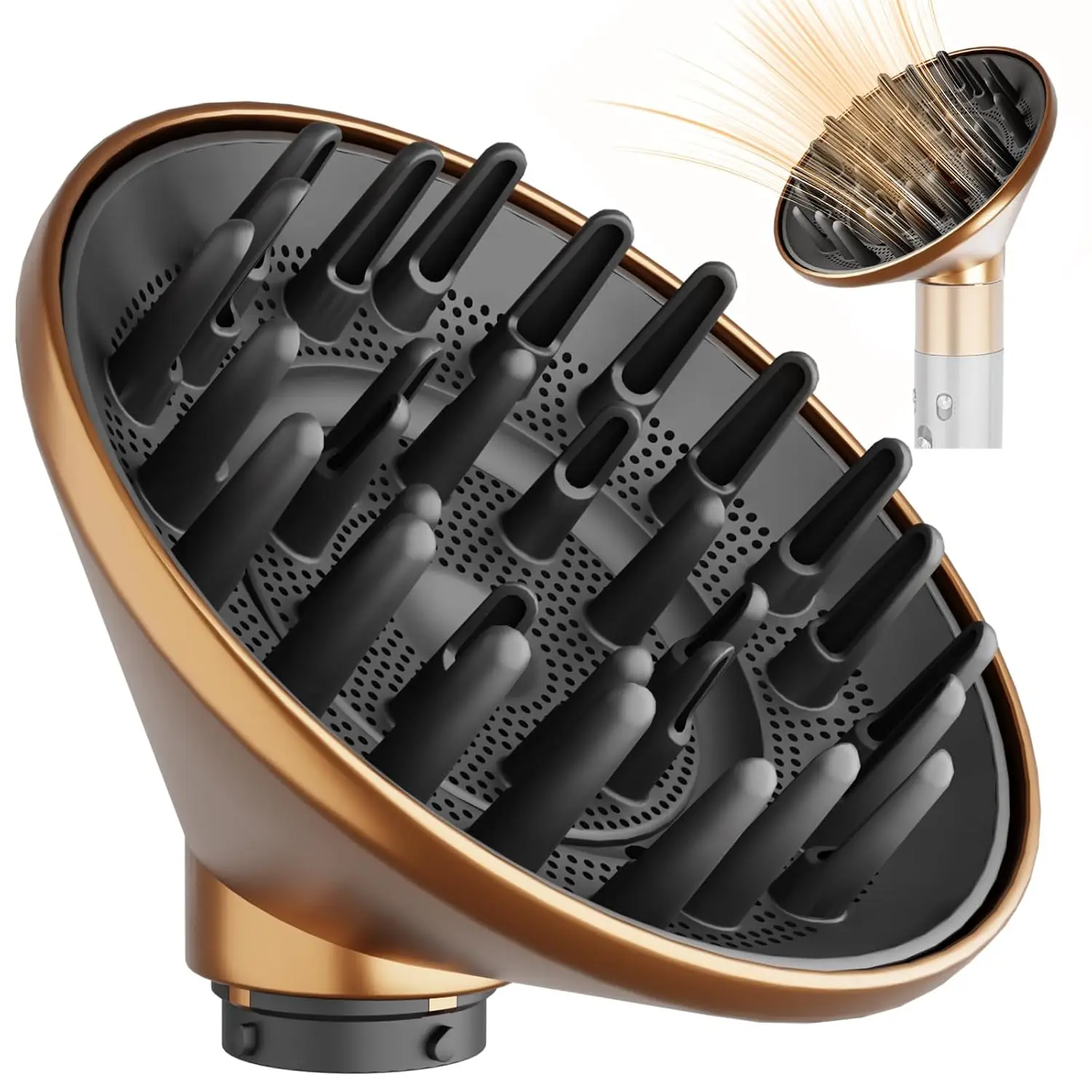 

Gold Large Diffuser Nozzle for Airwrap - Faster Drying & Styling for Curly Hair, Compatible with Airwrap Hair Dryer