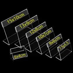 Acrylic Clear Display Holder Desktop Sign Labels Price Name Card Tag Stand Rack