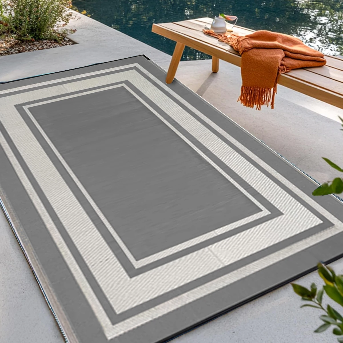 Outdoor Camping Mats Large - RURALITY アウトドアラグ 防水 パティオクリアランス用 大型プラスチックストローマット キャンプ