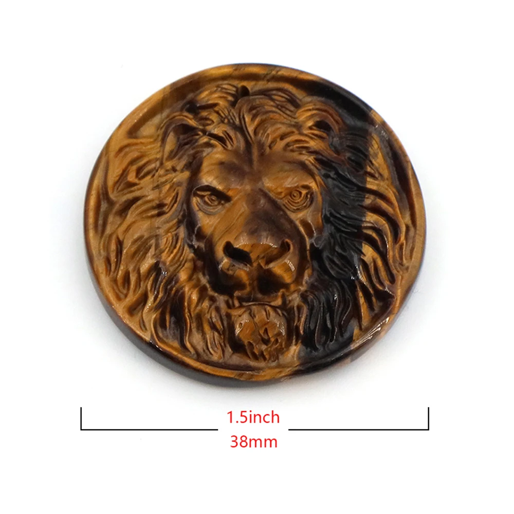 Natural Stone Lion Head Statue Pendant Obsidian Labradorite Tiger Eye Carved Animal Charms For DIY Necklace Handcraft Accessorie