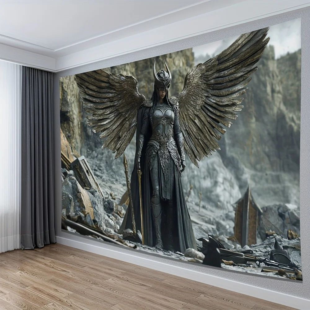 Epic Fantasy Angel Goddess Tapestry Wall Hanging Mythological Warrior Art Print for Bedroom Living Room Decor