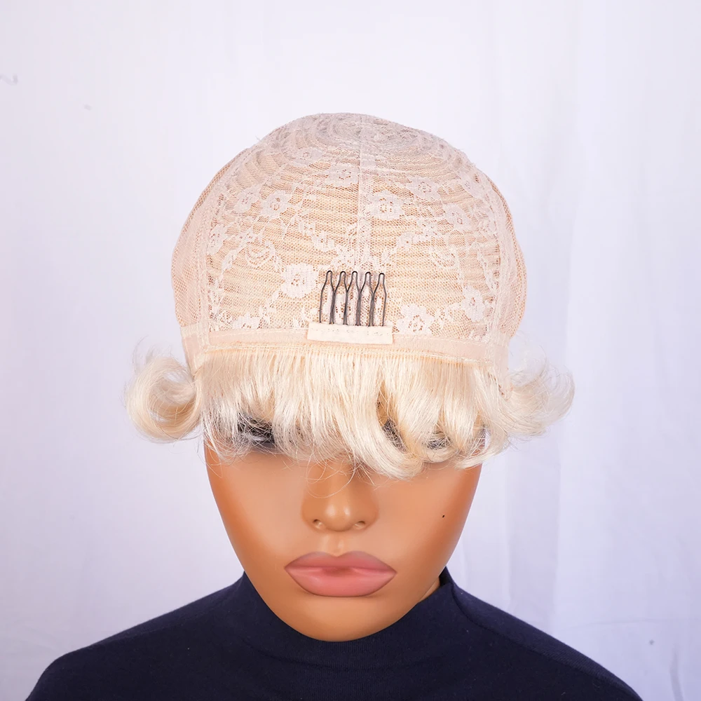 Kinky Curly Wig Human Hair 613 Honey Blonde Short Pixie Cut Wig Full Machine Made Wigs For Women
