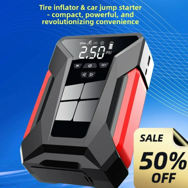 

Стартер для автомобиля с воздушным компрессором, портативный внешний аккумулятор 12 В, аварийный усилитель аккумулятора для транспортных средств