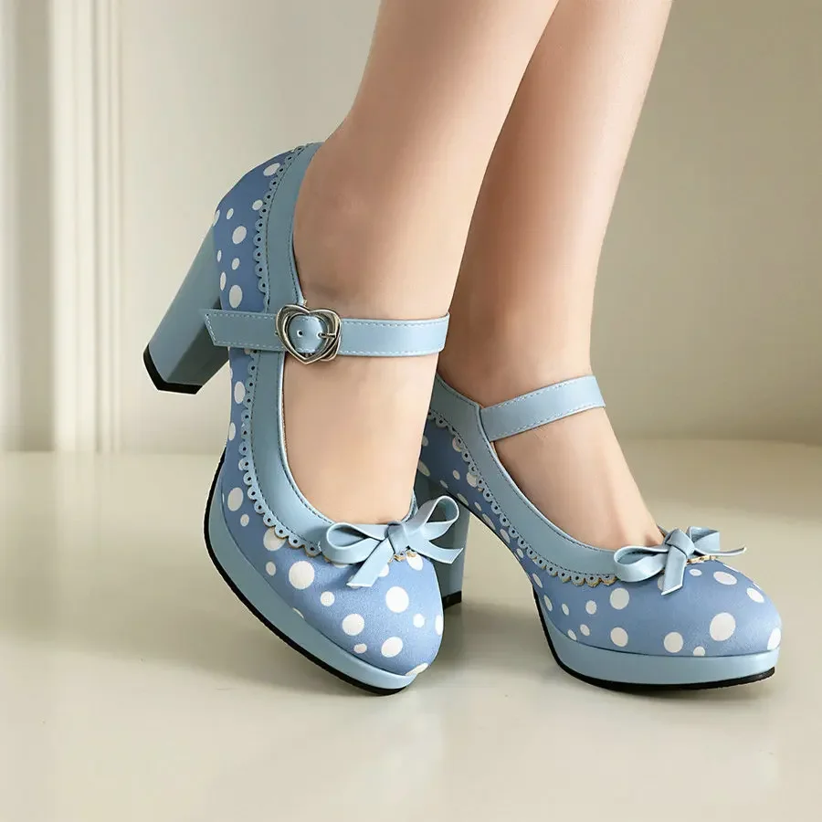 

2025 Lolita Shoes Women Oxford Pumps Cute High Heels Retro Vintage Shoes for Women Mary Janes Round Toe with Ankle Strap
