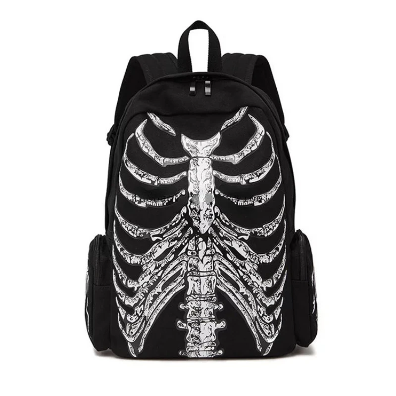 Women Y2k Aesthetic Gothic Black Backpacks Harajuku Punk Trendy Skull Bags Men Personality Fashion Vintage Schoolbags Japanese