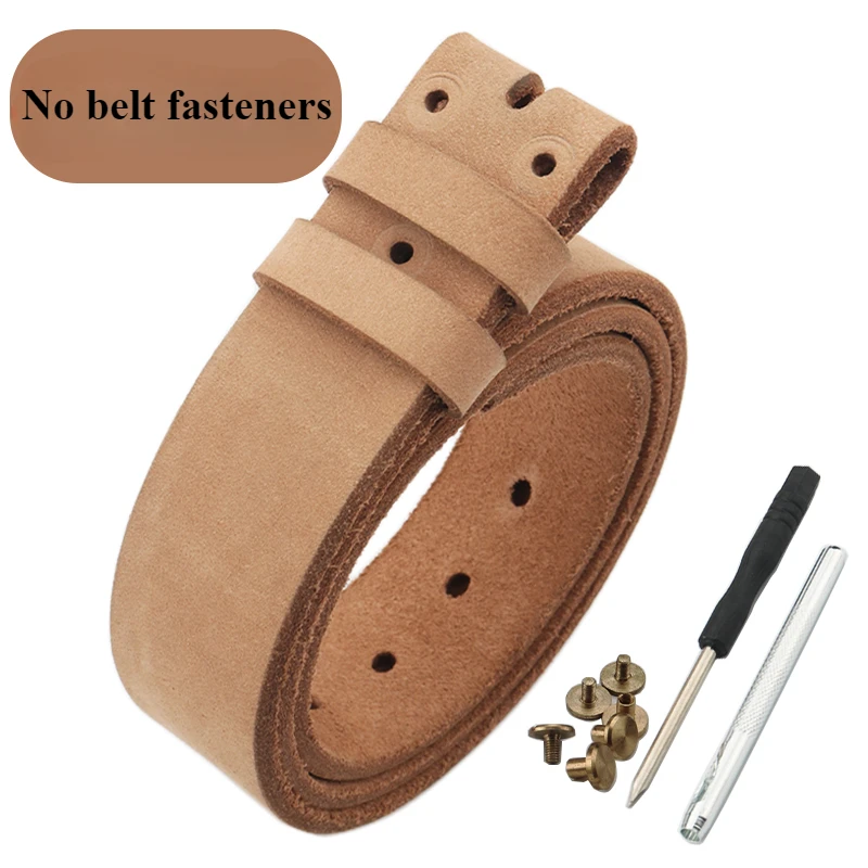 Leather Belt for Men Made From Genuine Whole Cowhide, Trimmed Edge Belt, Cowhide in Natural Color, Casual and Retro Style,