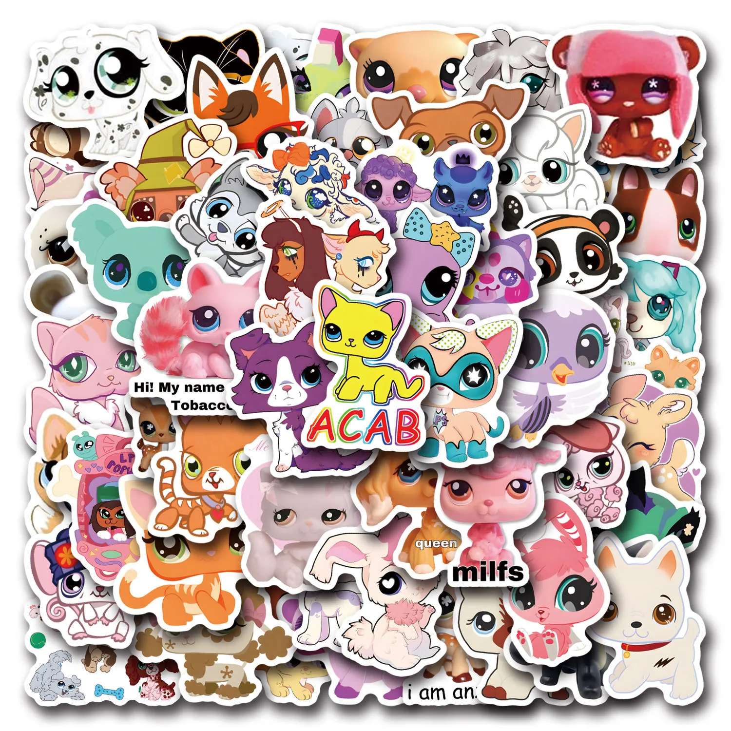 

55Pcs Cartoon Littlest Pet Shop graffiti Sticker DIY Decoratio phone Luggage Laptop Guitar Bike Skateboard fridge Toy sticker