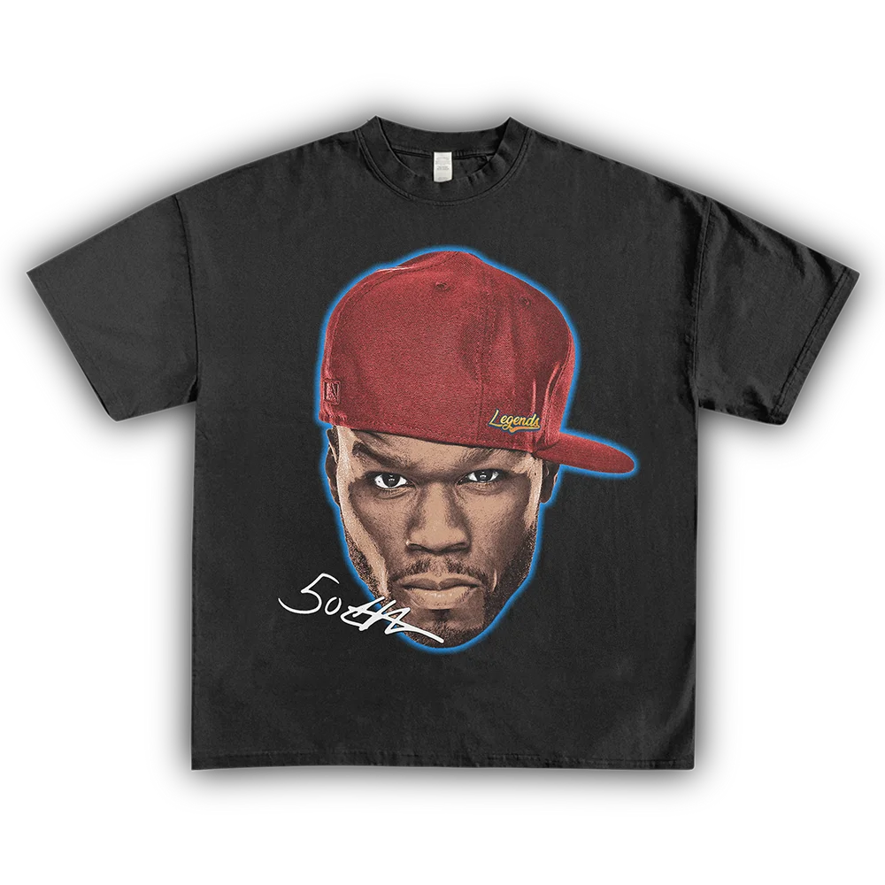 

Футболка Homage Tees 50 Cent, плотная, свободного кроя, в стиле хип-хоп, с американским ретро-принтом, молодежная, летняя, модная