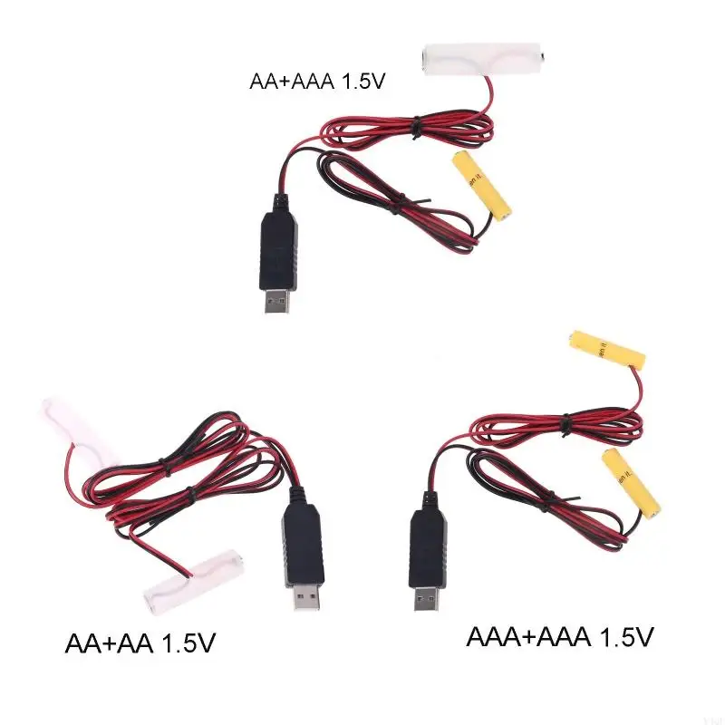 Y4QF 1.5V Dual AA AAA Battery USB Power Supply Cable Can Replace LR6 LR03 AA AAA Battery for Christmas LED Walkie Talkie