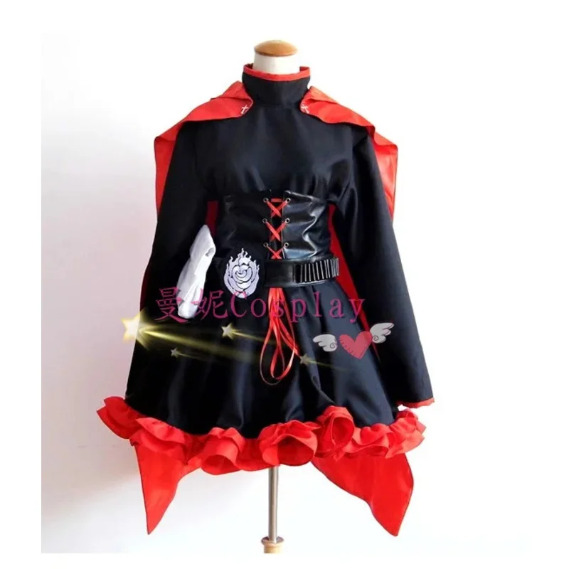 qq6812021 시즌 4 루비 로즈 코스프레 의상 애니메이션 여성 드레스 망토