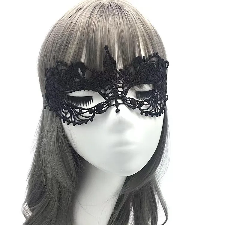 Damen Gothic Spitzenmaske Cosplay Halloween Party Karneval Sexy Damen Kostüme Weihnachten Halbgesicht Tier Rollenspiel Masken Kleid – Detail 21