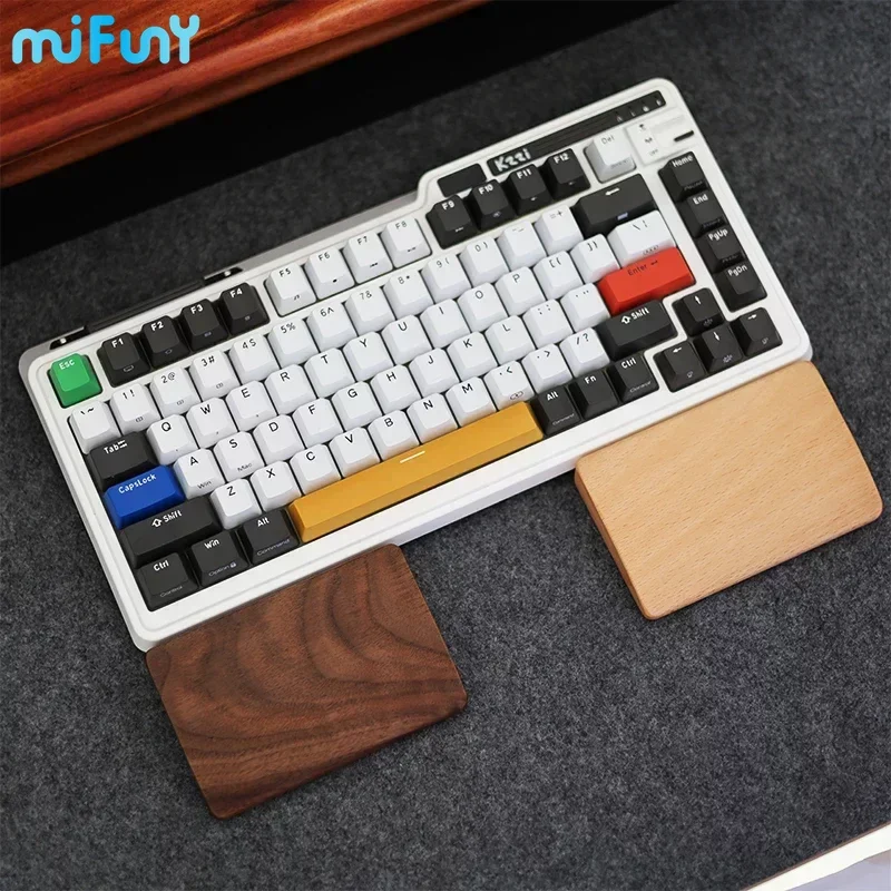MiFuny Split Keyboard wrist Rest Original One Hand Wooden Wrist Rest Ergonomic for 65% 75% 98/104key Alice Mechanical Keyboards