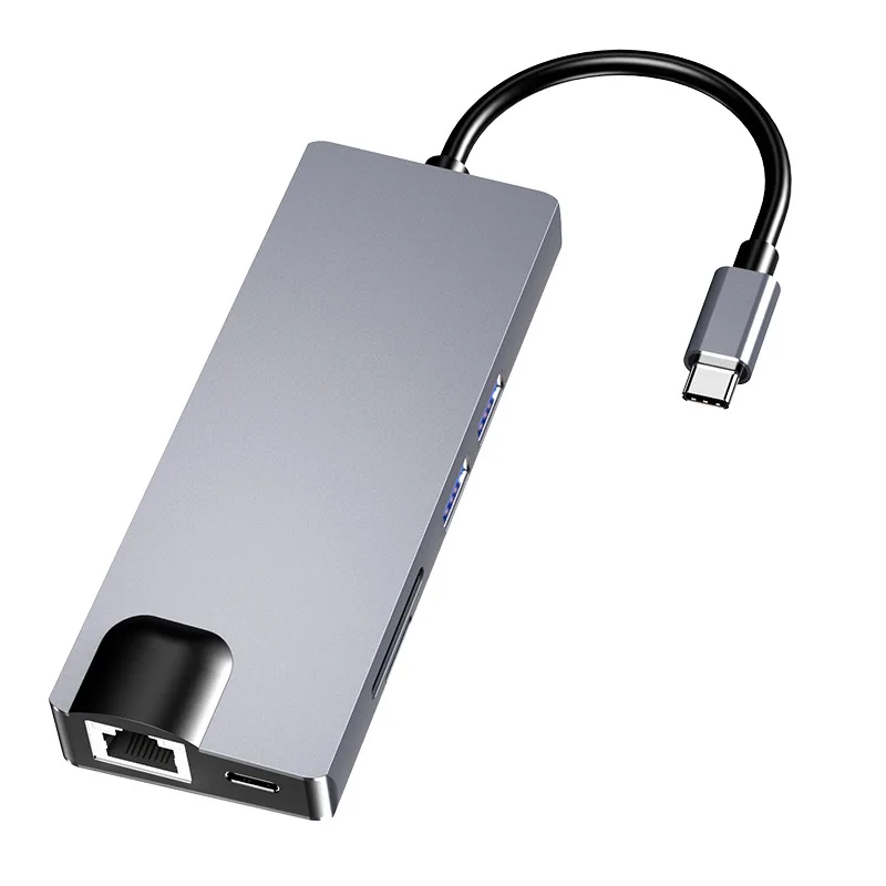 Type-c docking station 8-in-1 converter hub docking station computer network interface card hub