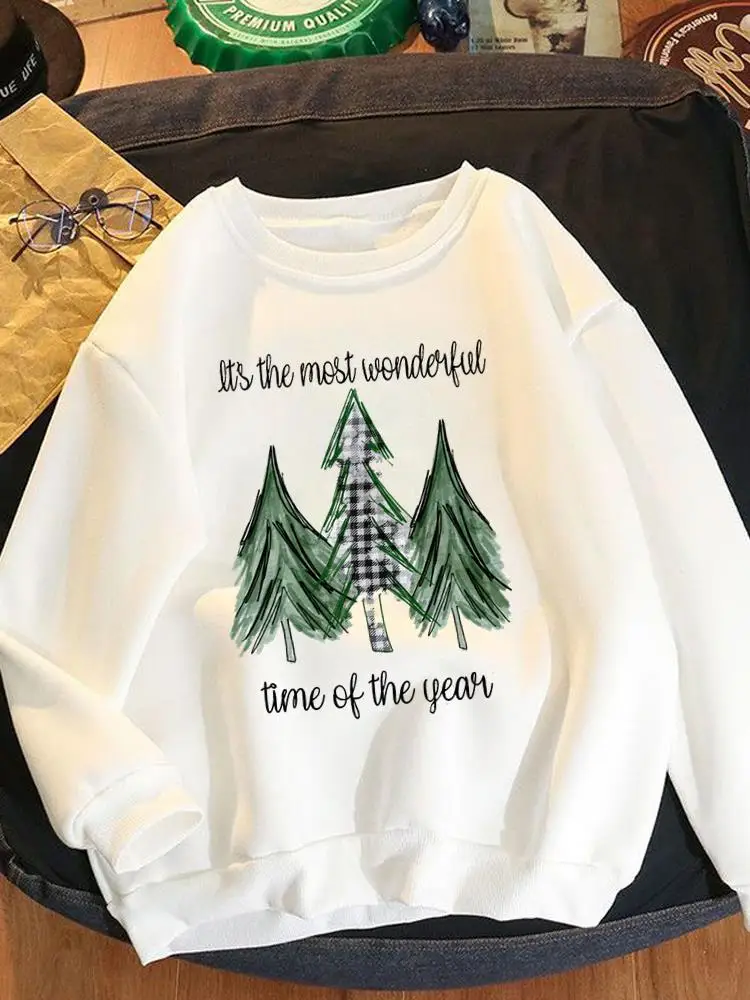 

Women Fleece Clothing Christmas Spring New Year Fashion Tree Season Style Cute Winter Pullovers Print Female Graphic Sweatshirts