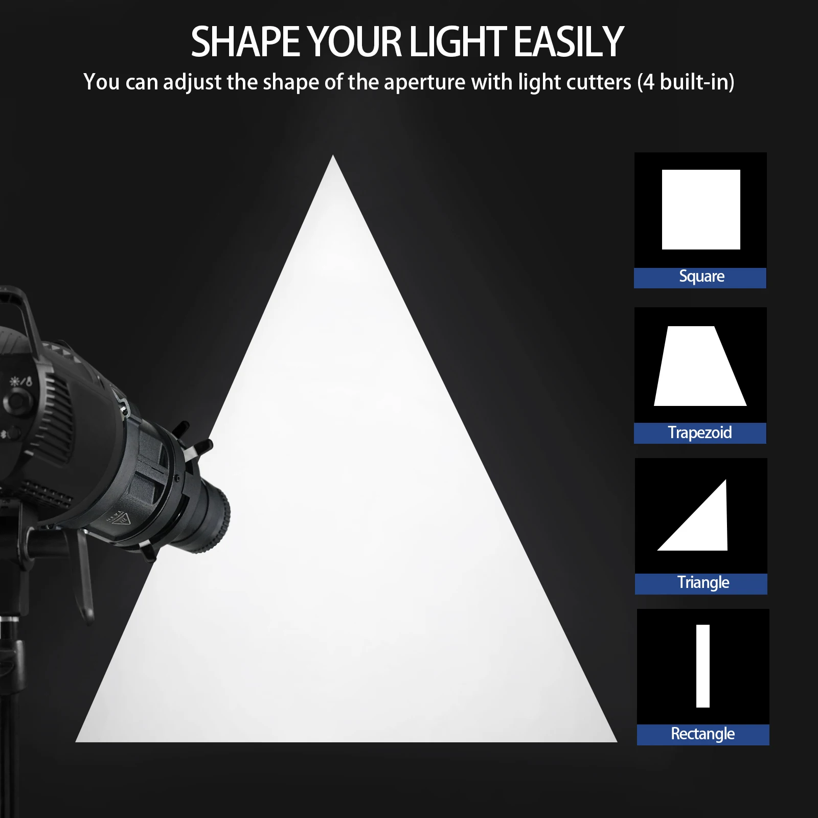 WELLMAKING S-80LED Bowens Mount Optical Conical Snoot Spotlight Kit. Adjustable Focus 38°Lens; Delivering sharp and crisp edges