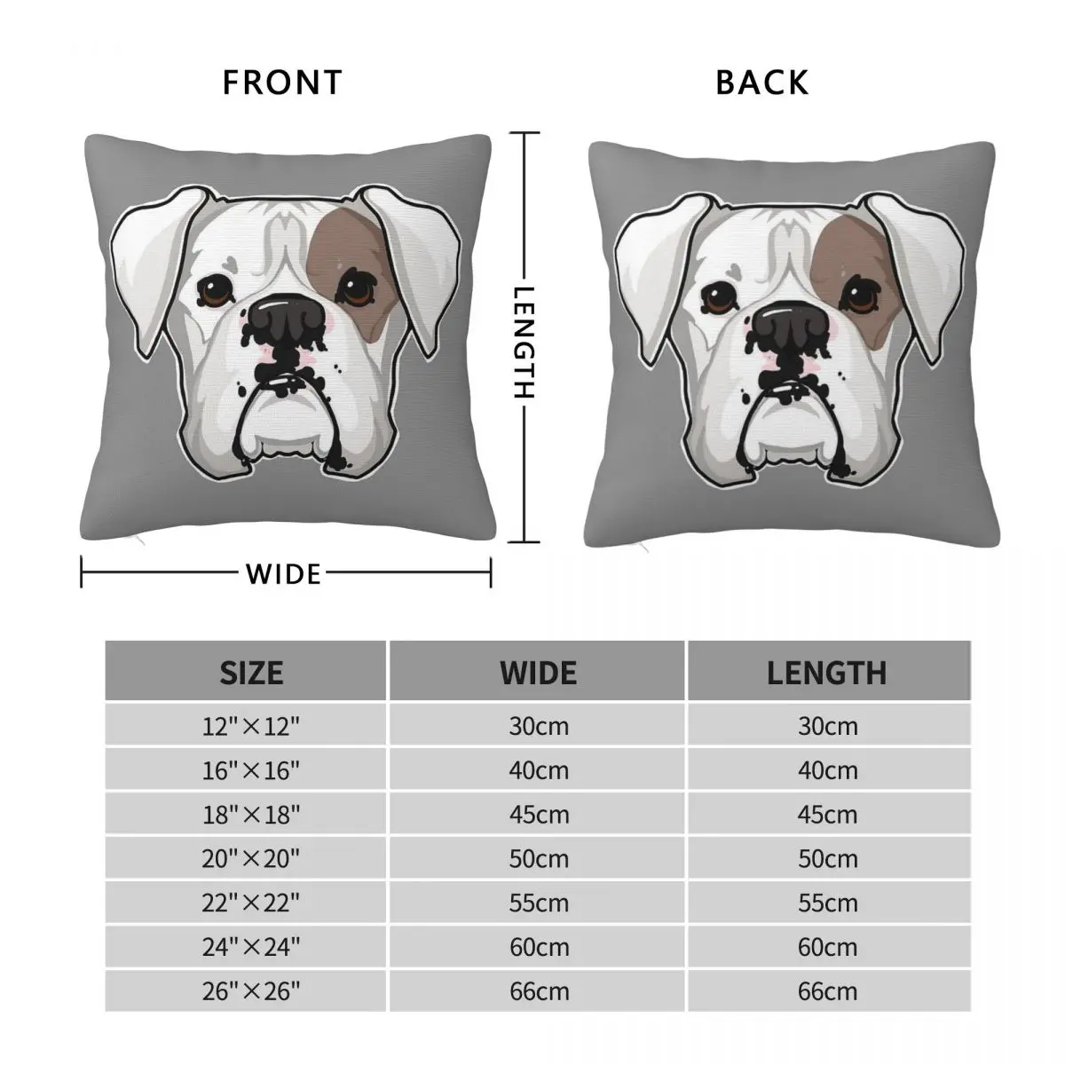 White Boxer With Spot Square Pillowcase Polyester Linen Velvet Printed Zip Decor Pillow Case Sofa Cushion Cover Wholesale