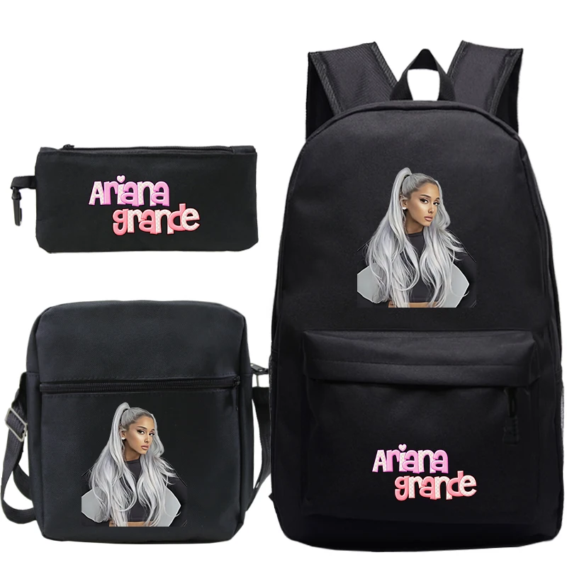 Imagem -02 - Moda Ariana Grande Mochila Peças Conjunto Meninos Meninas Bolsa de Escola Crianças Livro Mochila Presente Mochila Mais Shouder Bolsa Mais Caneta na