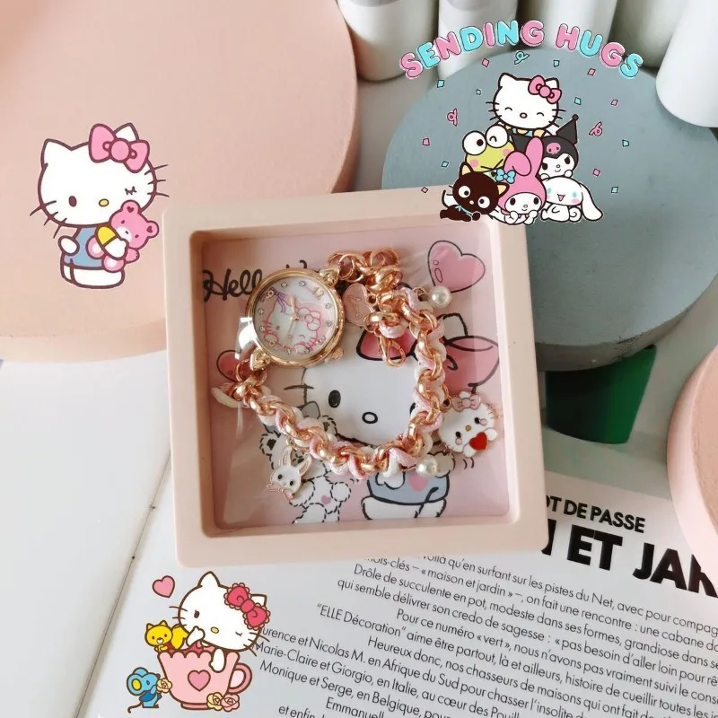 New Hello Kitty family Cinnamoroll Pompom Purin anime cartoon cute kawaii style girl student pendant bracelet watch wholesale