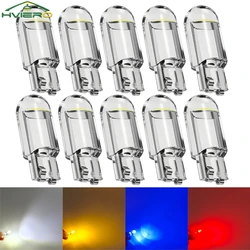 10Pcs Glass Wedge License Plate Lamp Cob LED Car Bulbs T10 W5W 194 Dome Light White Auto Interior Reading Running Parking Backup