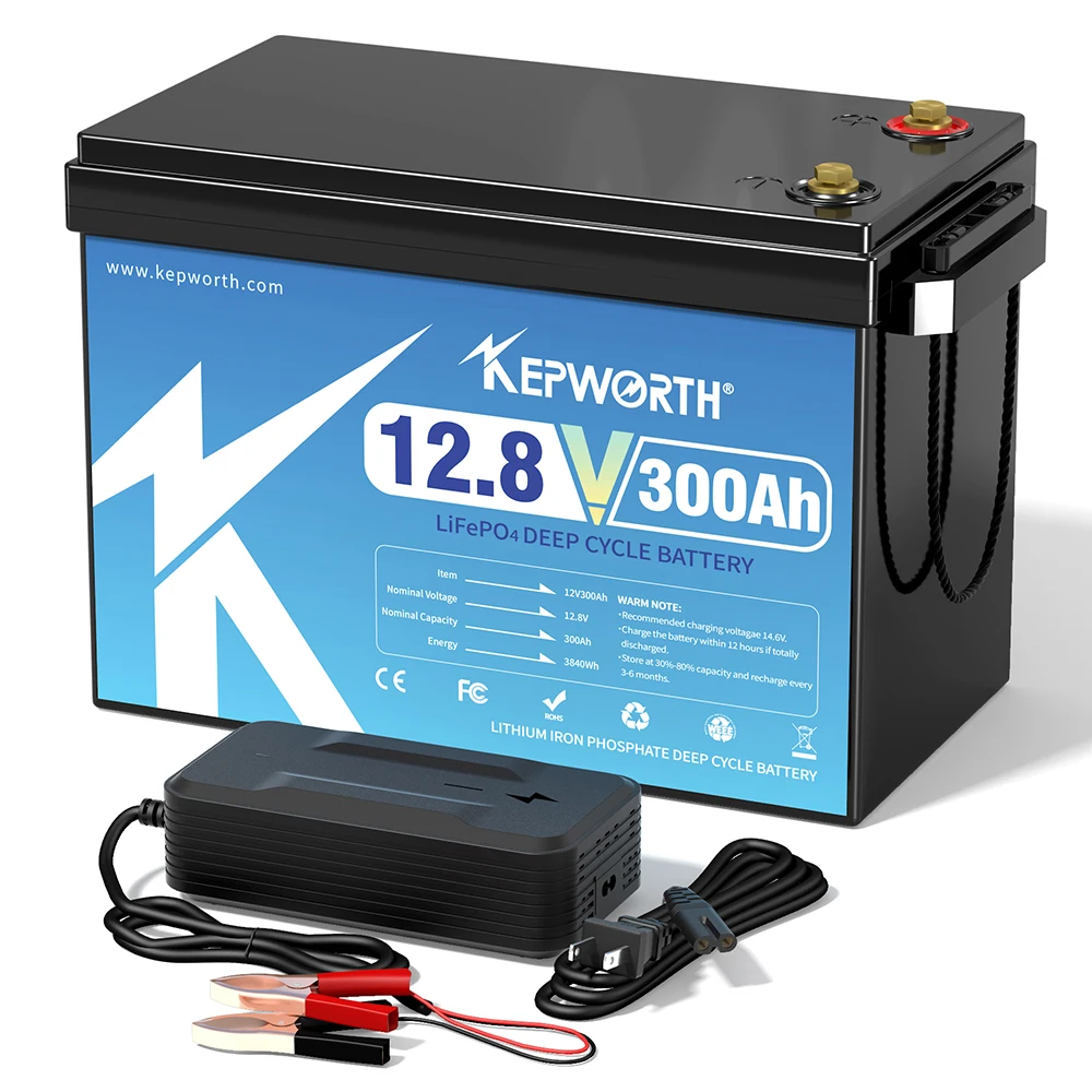 KEPWORTH New 12V 100Ah LiFePO4 Lithium Iron Phosphate Battery 1280Wh Lithium Iron For RV Campers Solar Golf Carts Marine