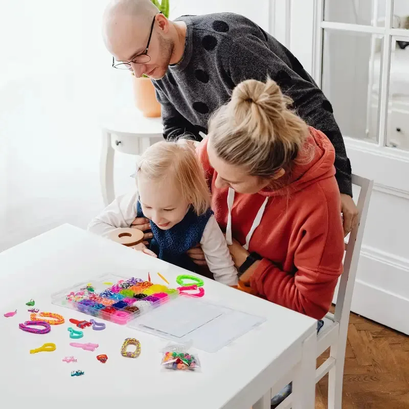 Bandes de caoutchouc colorées, Kit de fabrication de bracelets artisanaux pour enfants, ensemble de bandes de métier à tisser créatives, jouets artisanaux tissés arc-en-ciel, cadeau d'anniversaire