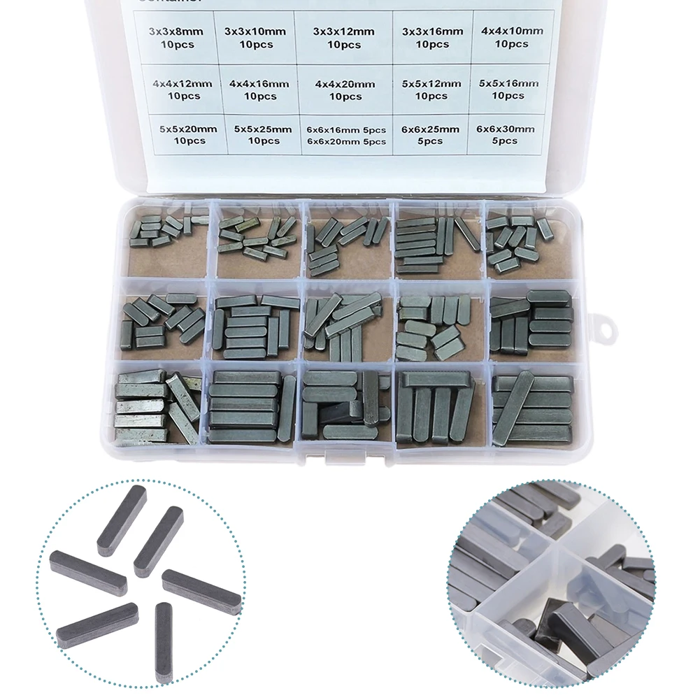 140Pcs 304 Stainless Steel Round Head Parallel Key Set M3-M6 Feather Shaft Transmission Positioning Pin Kit For Industrial Hardw