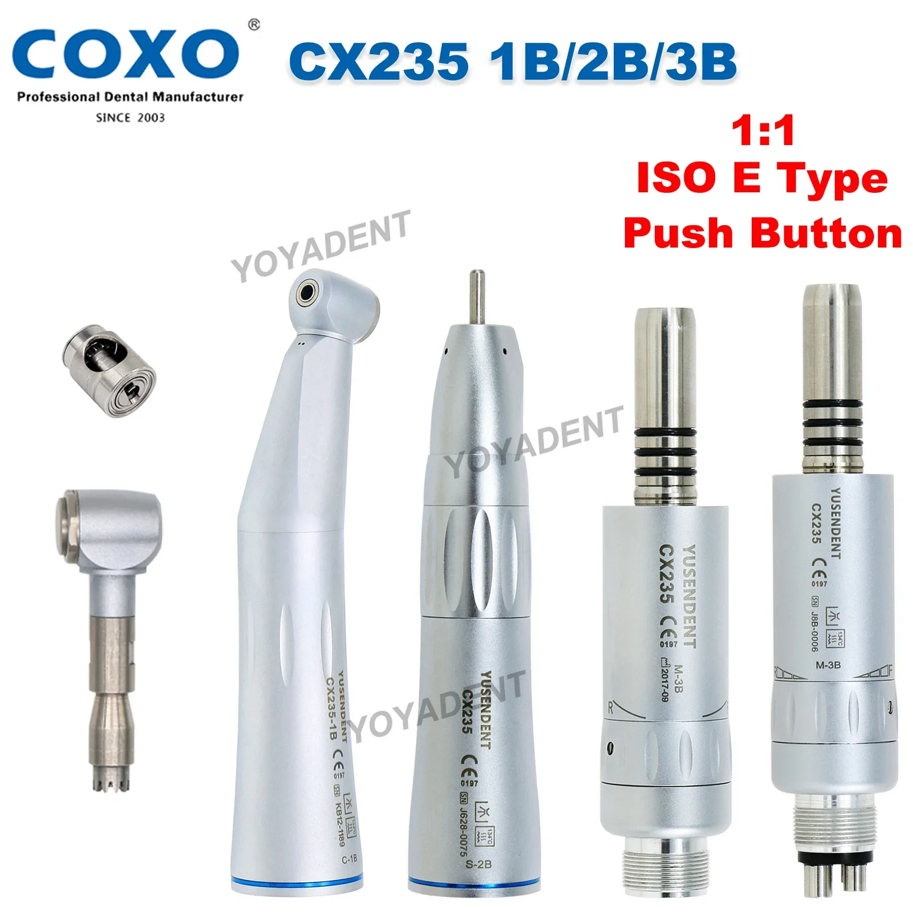 COXO YUSENDENT Dental Contra Angle Low Speed Handpiece Straight Handpiece Air Motor 2/4 Hole E Type Fit NSK KAVO